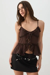 Camisole à volants nouée l'avant