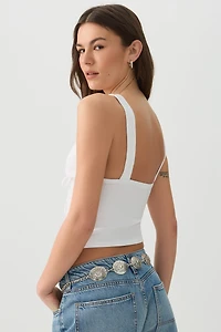 Tie Front Plunge Tank Top