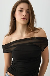 Off Shoulder Mesh Top
