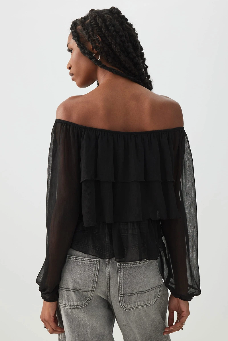 Off Shoulder Tiered Blouse