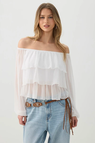 Off Shoulder Tiered Blouse