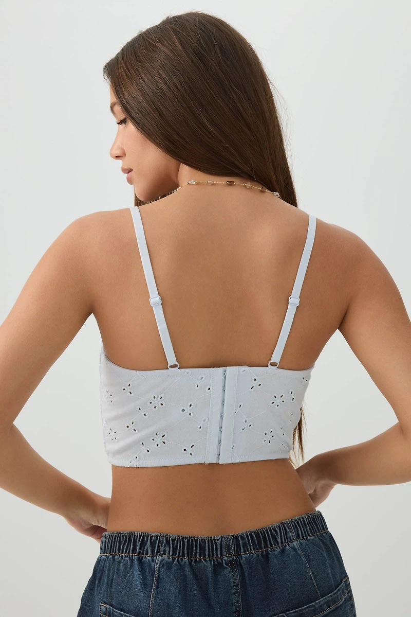 Bustier ultracourt à broderie anglaise