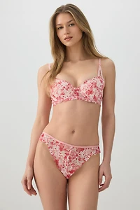 Floral Lace Balconette Push Up Bra