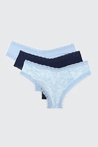 3-Pack Lace Trim Cheeky Panties
