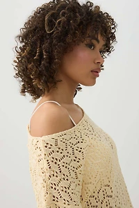 Open Knit Boat Neck Sweater