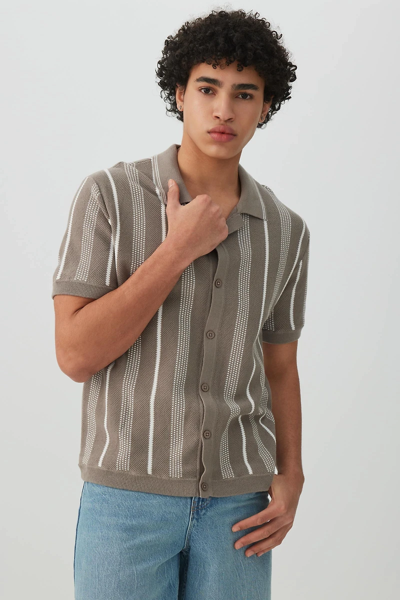 Johnny Collar Short Sleeve Sweater