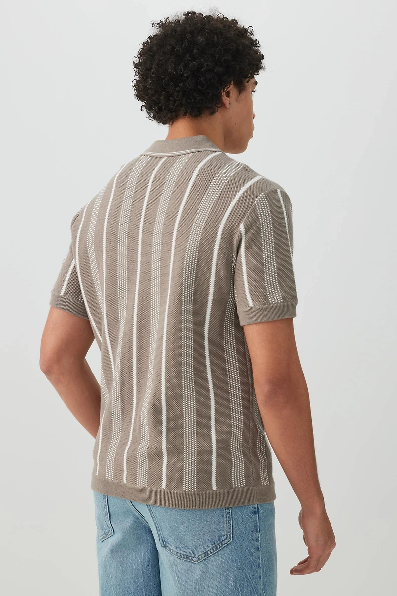 Johnny Collar Short Sleeve Sweater