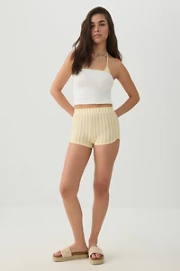 Short tricot brossé à bordure contrastante