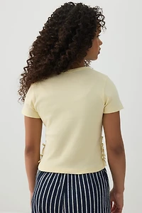 T-shirt côtelé à boucles latérales