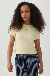 T-shirt côtelé à boucles latérales