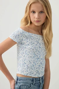 Rib Off Shoulder T-Shirt
