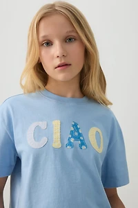 T-shirt carré embelli