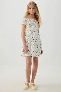 Smocked Off Shoulder Dress