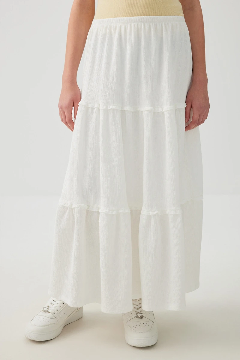 Textured Knit Tiered Maxi Skirt