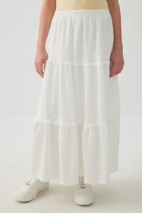 Textured Knit Tiered Maxi Skirt