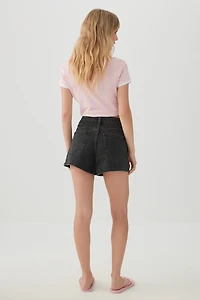 Shorts taille mi-haute coupe A en denim