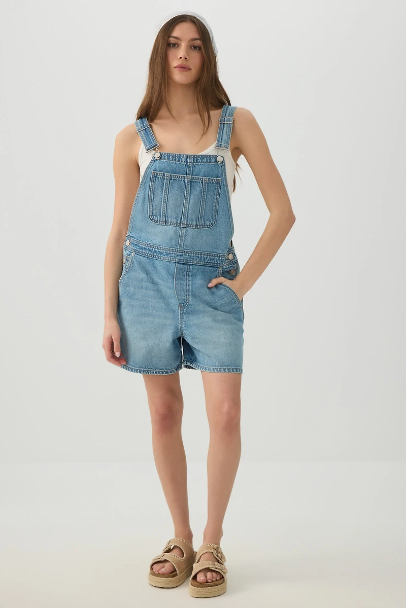 Denim Overall Shorts
