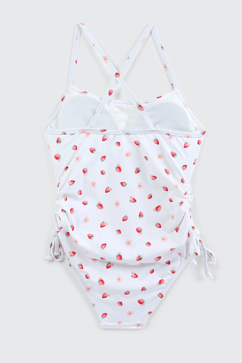 Maillot une-pièce imprimé noué aux hanches