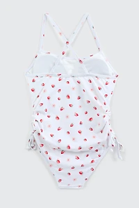 Maillot une-pièce imprimé noué aux hanches