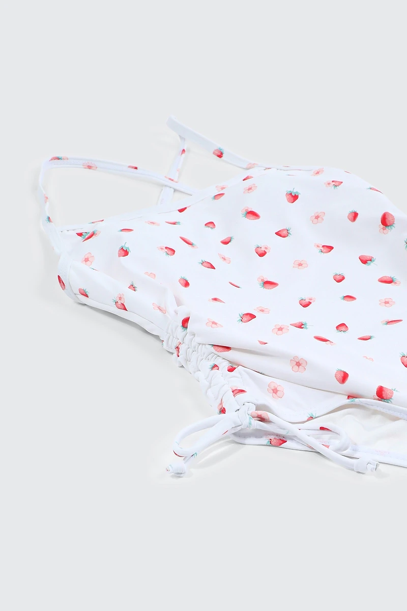 Maillot une-pièce imprimé noué aux hanches