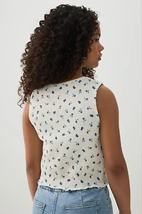 Floral Smocked Cropped Tank