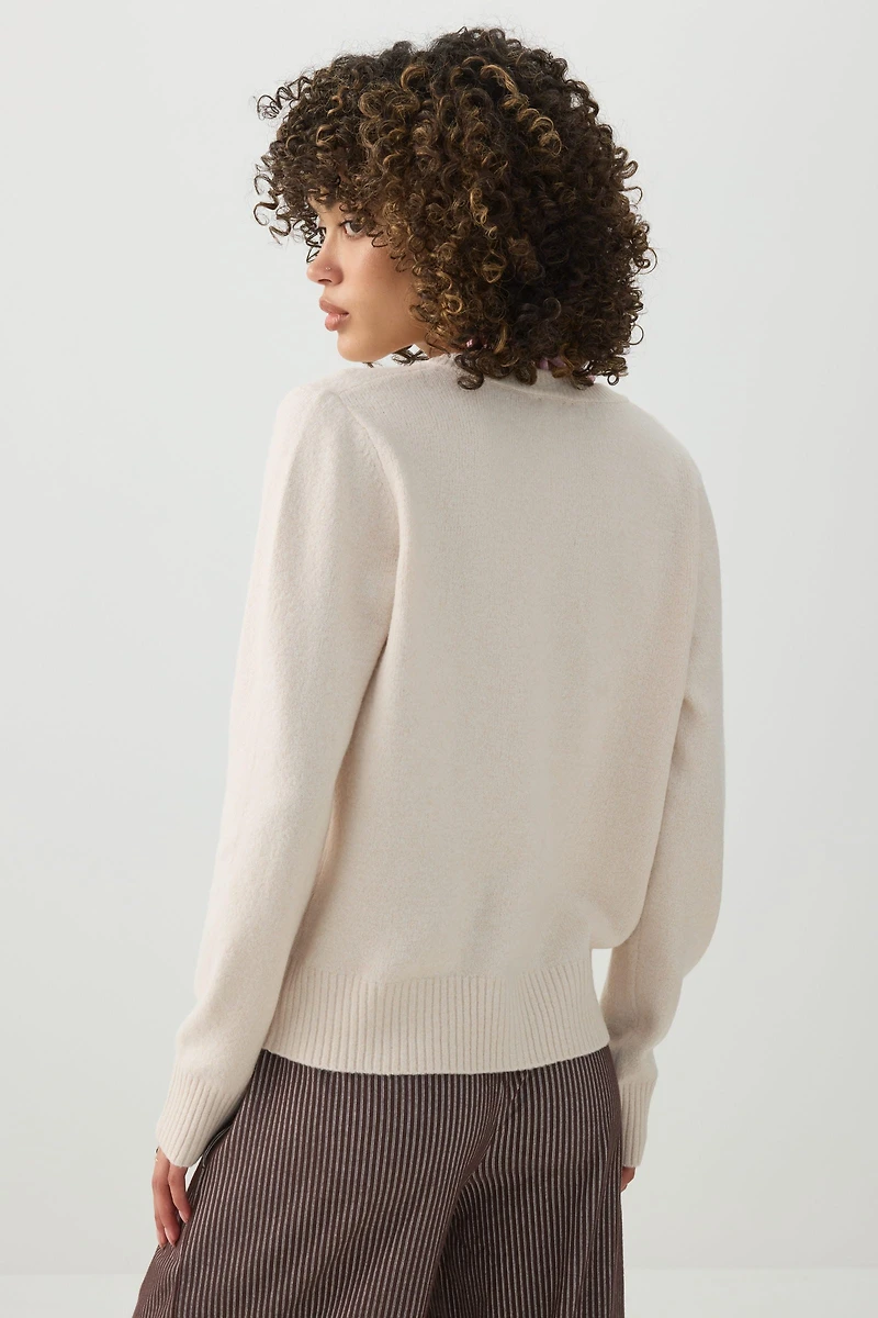 Button-Front Sweater Cardigan