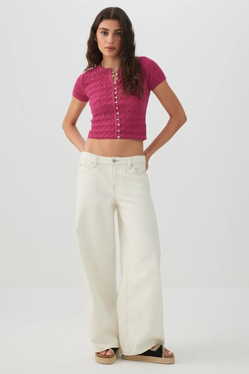 Cropped Open Stitch Sweater