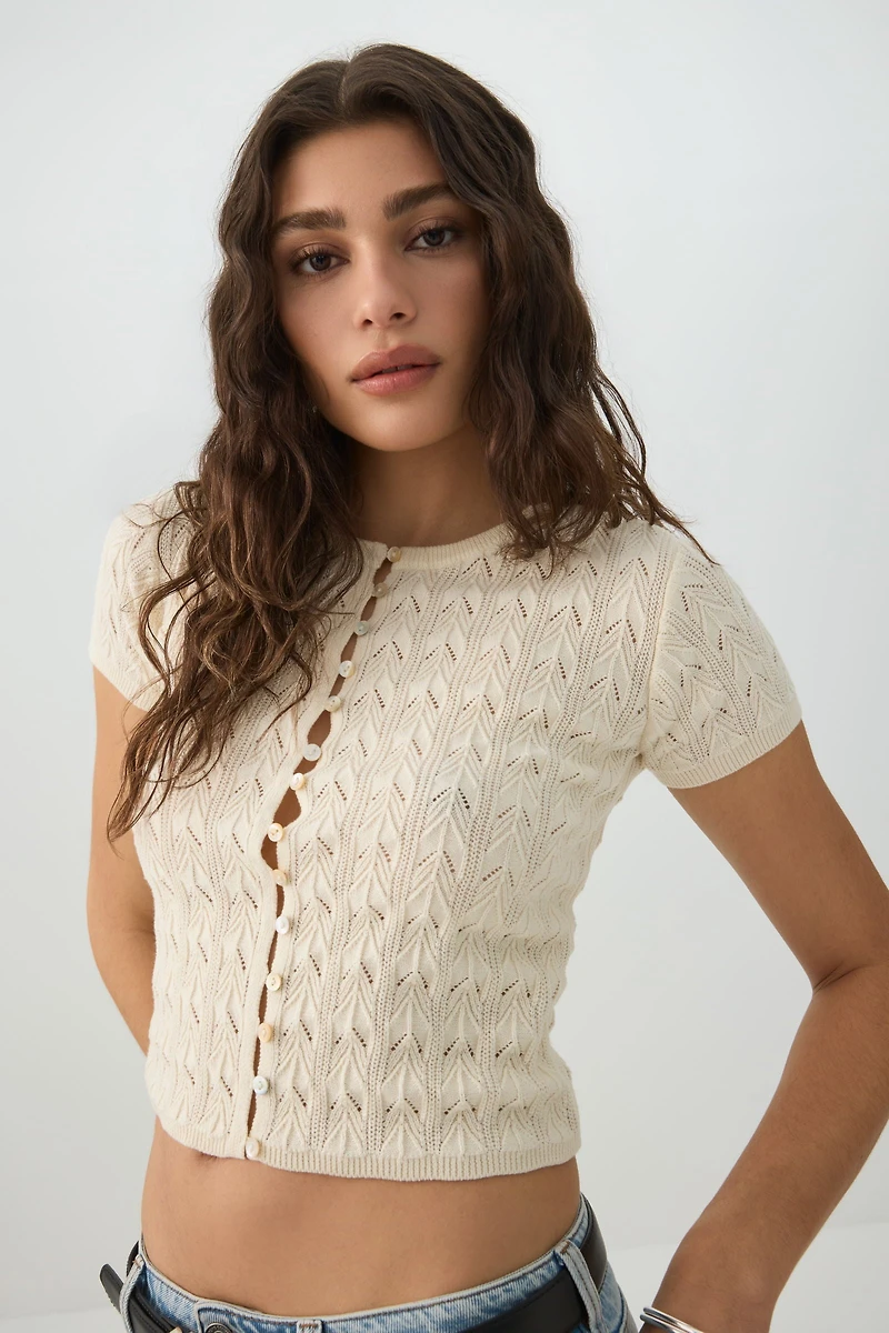 Cropped Open Stitch Sweater