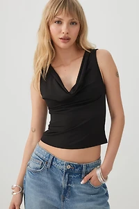 Cowl Neck Crop Tank Top