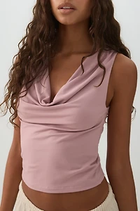 Cowl Neck Crop Tank Top