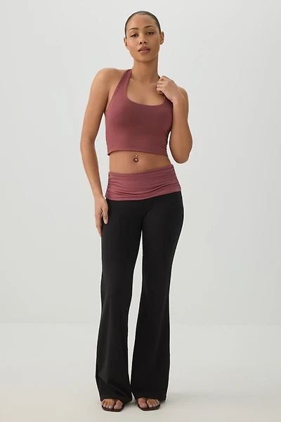Legging évasé à taille repliable en tissu doux