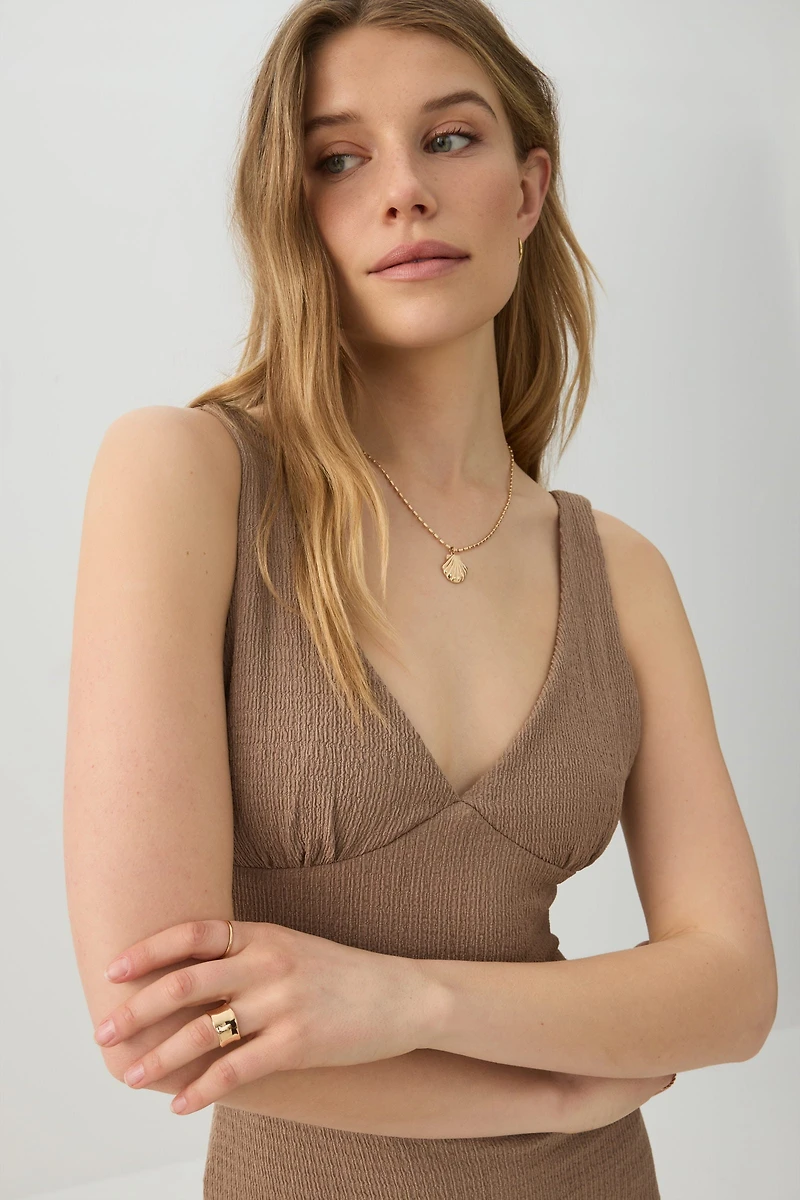 Robe midi en maille texturée