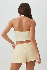 Short mini en molleton tricot taille basse