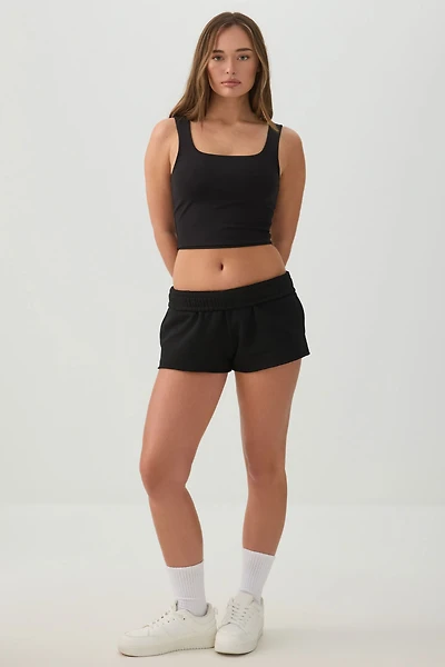 Short mini en molleton tricot taille basse