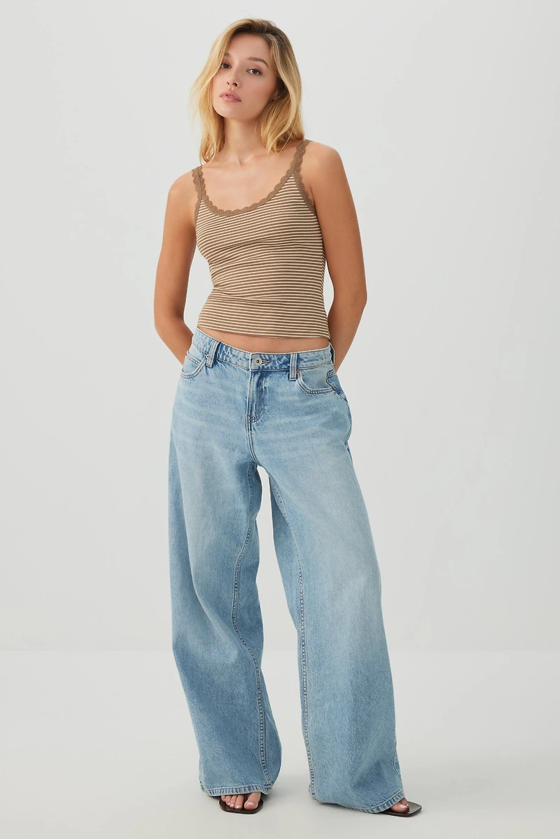 Scoop Neck Lace Trim Tank