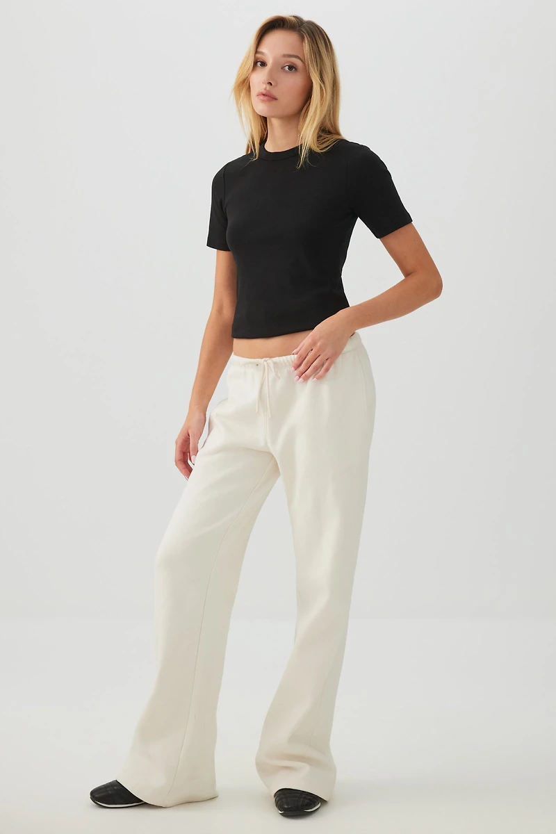Basic Cropped Rib Crew T-Shirt