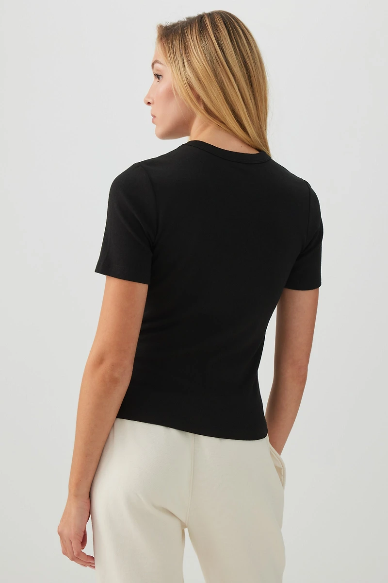 Basic Cropped Rib Crew T-Shirt