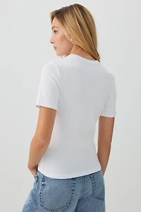 Basic Cropped Rib Crew T-Shirt