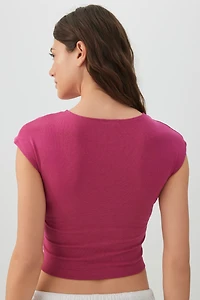 Cropped Ribbed Crew T-Shirt