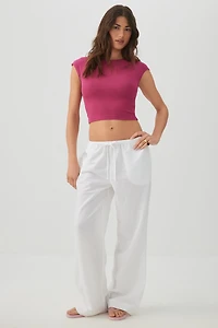 Cropped Ribbed Crew T-Shirt