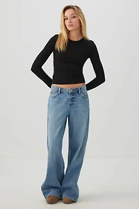 Cropped Rib Crew Top