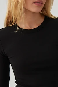 Cropped Rib Crew Top