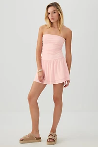 Ribbed Bandeau Ruffled Romper