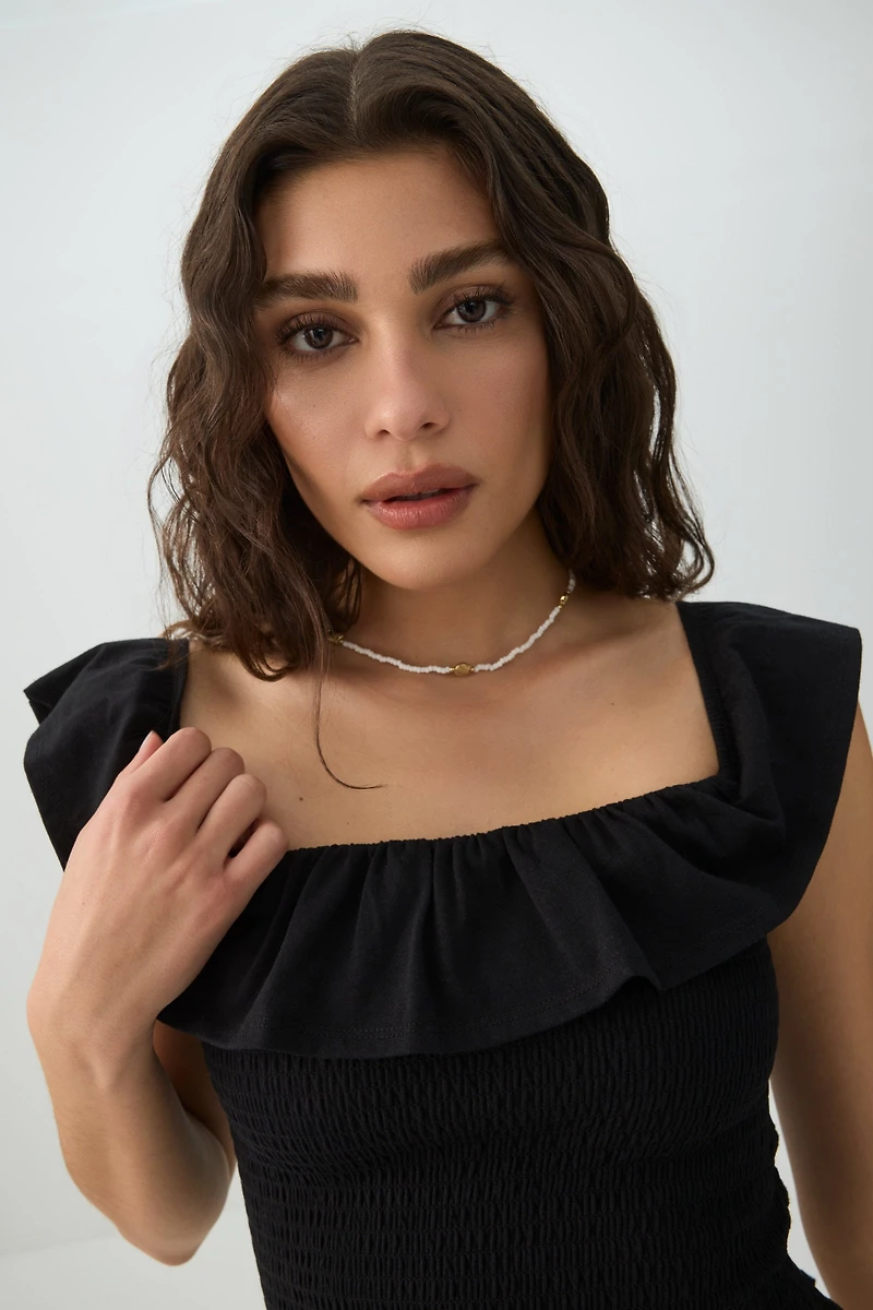 Smocked Off-Shoulder Top
