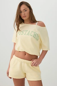 Long Oversized Off Shoulder Graphic T-shirt