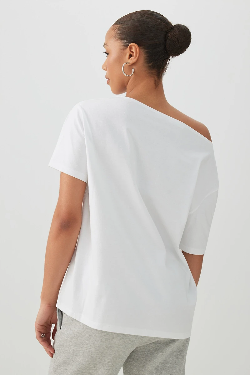 Long Oversized Off Shoulder Graphic T-shirt
