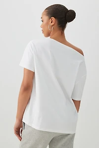 Long Oversized Off Shoulder Graphic T-shirt