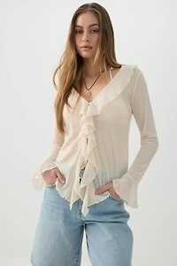 Long Sleeve Blouse with Frills