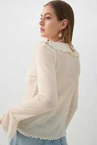 Long Sleeve Blouse with Frills
