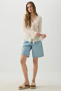 Long Sleeve Blouse with Frills